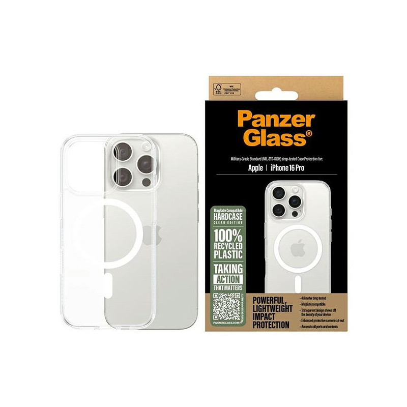 PanzerGlass kietas dėklas su MagSafe, skirtas iPhone 16 Pro - baltas