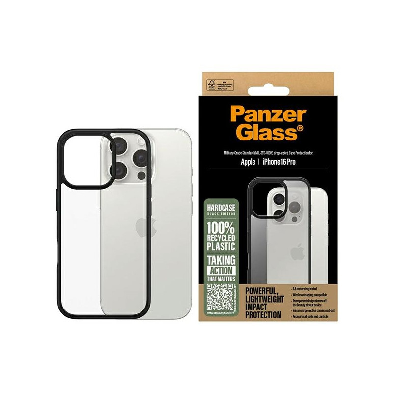PanzerGlass HardCase dėklas iPhone 16 Pro - juodas
