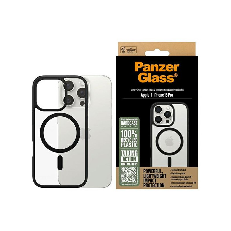 PanzerGlass kietas dėklas su MagSafe, skirtas iPhone 16 Pro - juodas