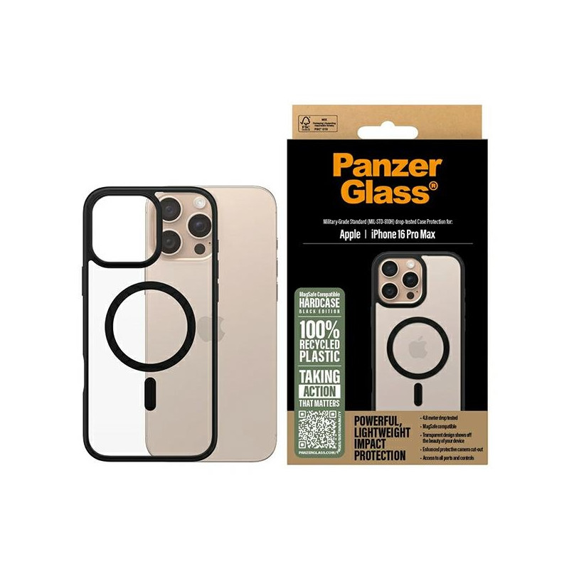PanzerGlass kietas dėklas su MagSafe, skirtas iPhone 16 Pro Max - juodas