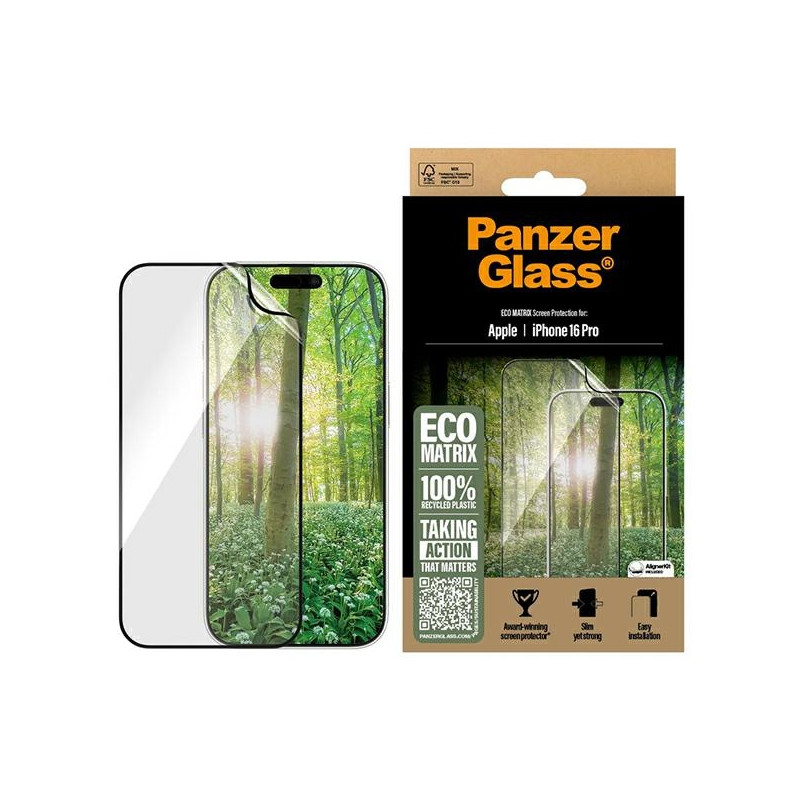Grūdintas stiklas PanzerGlass MATRIX ekrano apsauga, skirta iPhone 16 Pro