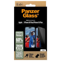„PanzerGlass“ privatumo ekrano apsauga, itin platus grūdintas stiklas, skirtas „iPhone 16 Plus“