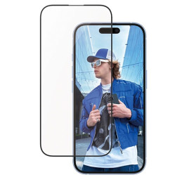 Grūdintas stiklas „PanzerGlass“ ekrano apsauga Aliuminis rėmas, ypač platus, su aliuminio rėmeliu, skirtas „iPhone 16“