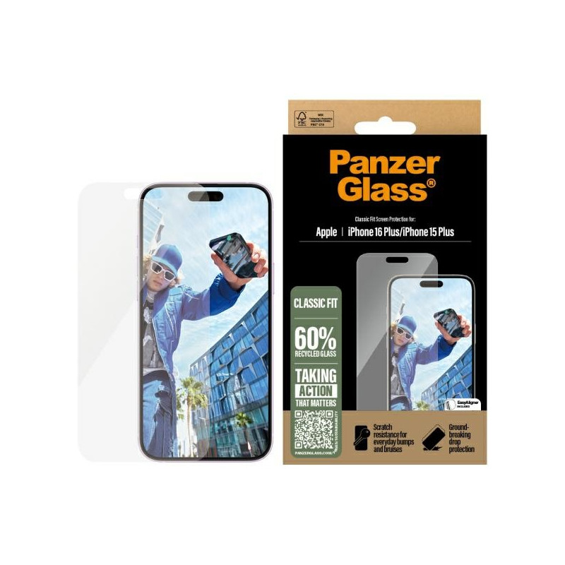 PanzerGlass ekrano apsauga Classic Fit grūdintas stiklas, skirtas iPhone 16 Plus