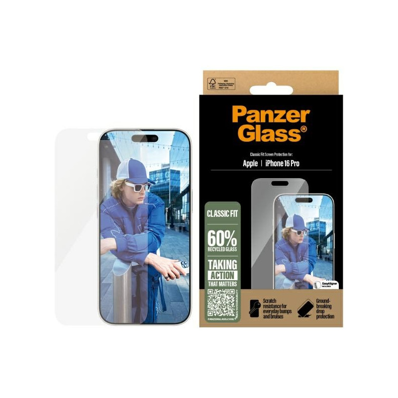 PanzerGlass ekrano apsauga Classic Fit grūdintas stiklas, skirtas iPhone 16 Pro