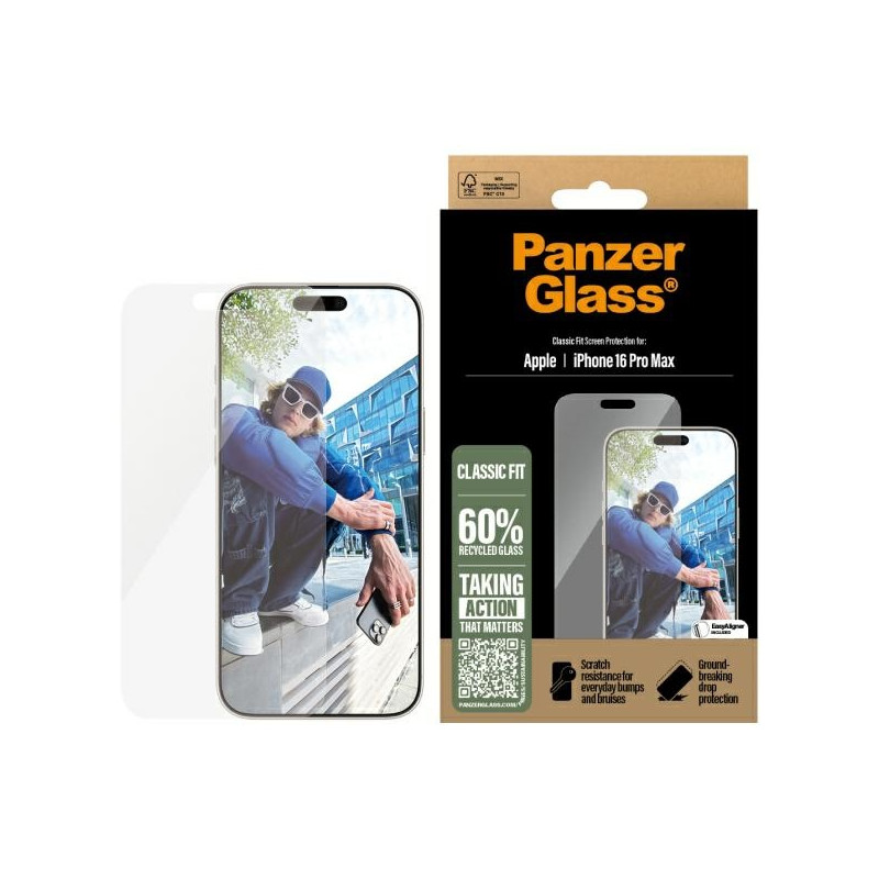 PanzerGlass ekrano apsauga Classic Fit grūdintas stiklas, skirtas iPhone 16 Pro Max