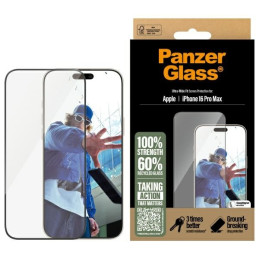 PanzerGlass ekrano apsauginė plėvelė, itin platus grūdintas stiklas, skirtas iPhone 16 Pro Max