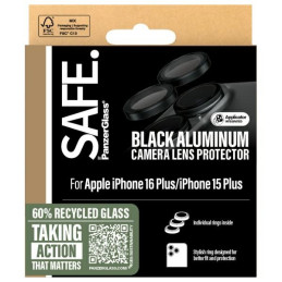SAFE by PanzerGlass grūdintas stiklas iPhone 16 / 16 Plus kamerai - juodas