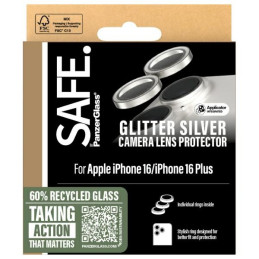 SAFE by PanzerGlass grūdintas stiklas iPhone 16 / 16 Plus kamerai - sidabrinis