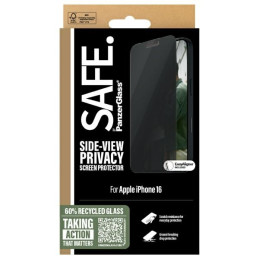 SAUGUS grūdintas stiklas iš PanzerGlass Privacy ekrano apsauga, ypač platus, tinka iPhone 16