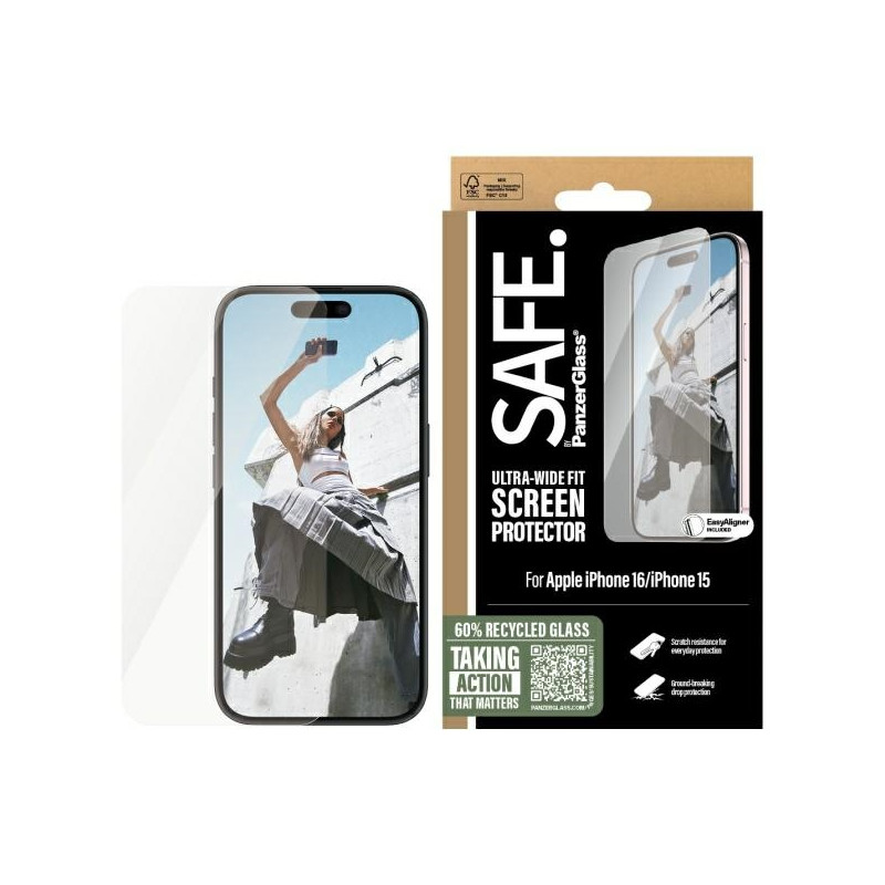 SAFE by PanzerGlass Ultra-Wide Fit grūdintas stiklas, skirtas iPhone 16