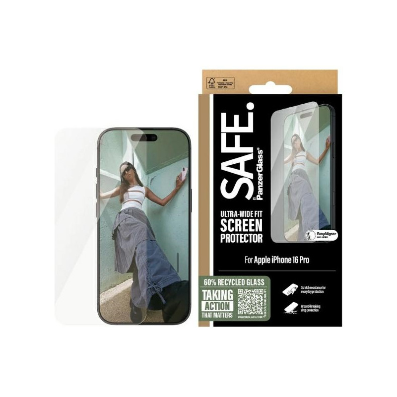 SAFE by PanzerGlass Ultra-Wide Fit grūdintas stiklas, skirtas iPhone 16 Pro