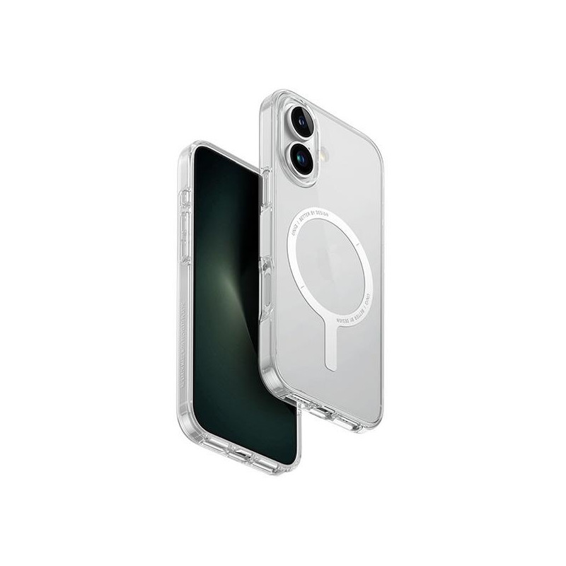 UNIQ Clario Magclick įkrovimo dėklas su MagSafe iPhone 16 - skaidrus