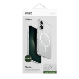 UNIQ Clario Magclick įkrovimo dėklas su MagSafe iPhone 16 - skaidrus