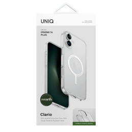 UNIQ Clario Magclick įkrovimo dėklas su MagSafe, skirtas iPhone 16 Plus – skaidrus