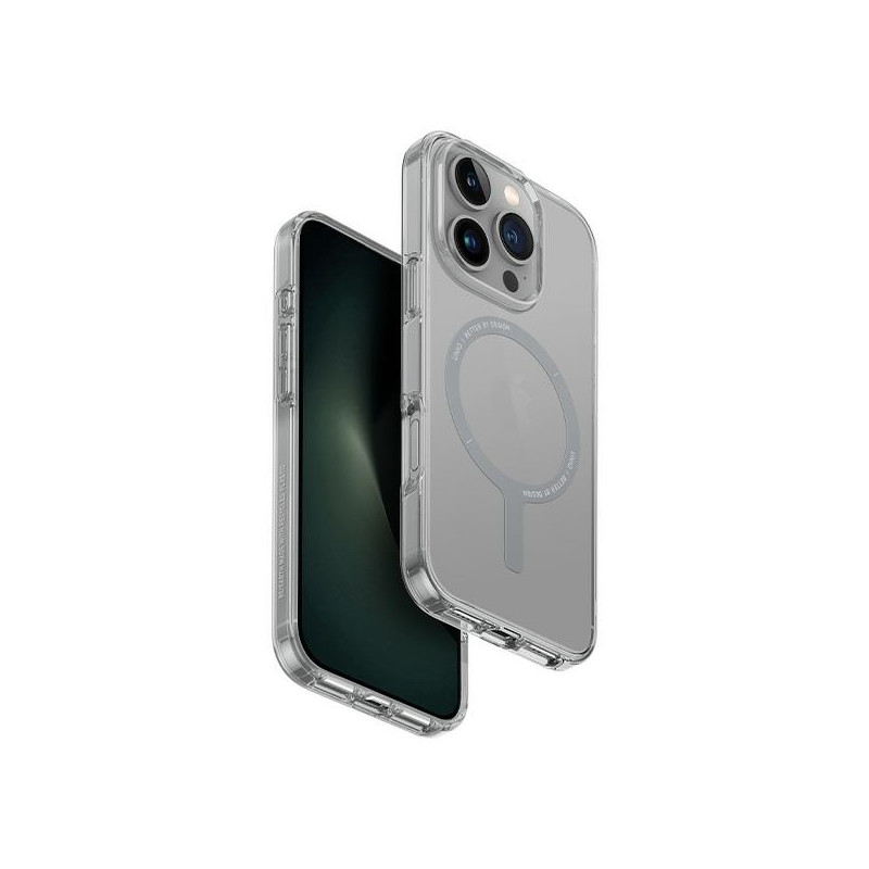 UNIQ Clario Magclick įkrovimo dėklas su MagSafe, skirtas iPhone 16 Pro Max – skaidrus