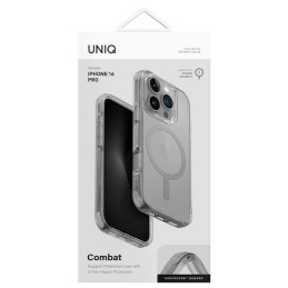 UNIQ Combat Magclick įkrovimo dėklas su MagSafe, skirtas iPhone 16 Pro - pilkas