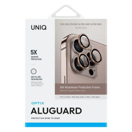 Grūdintas stiklas UNIQ Optix aliuminio fotoaparato objektyvo apsauga telefono kamerai su aplikatoriumi iPhone 16 Pro / 1...