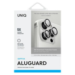 Grūdintas stiklas UNIQ Optix aliuminio fotoaparato objektyvo apsauga telefono kamerai su aplikatoriumi iPhone 16 Pro / 1...