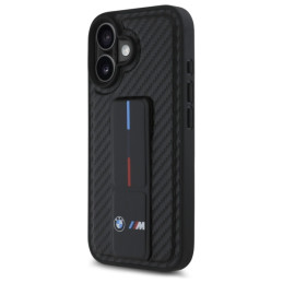 BMW M Grip Stand Smooth and Carbon dėklas iPhone 16 - juodas