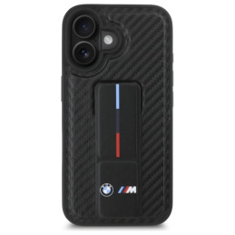 BMW M Grip Stand Smooth and Carbon dėklas iPhone 16 - juodas