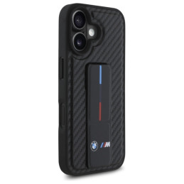 BMW M Grip Stand Smooth and Carbon dėklas iPhone 16 - juodas