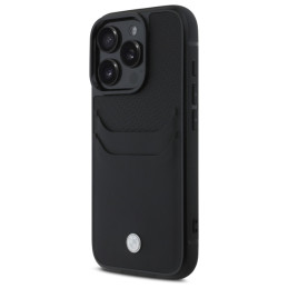 BMW Sign Leather Cardslot dėklas iPhone 16 Pro Max - juodas