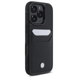 BMW Sign Leather Cardslot dėklas iPhone 16 Pro Max - juodas