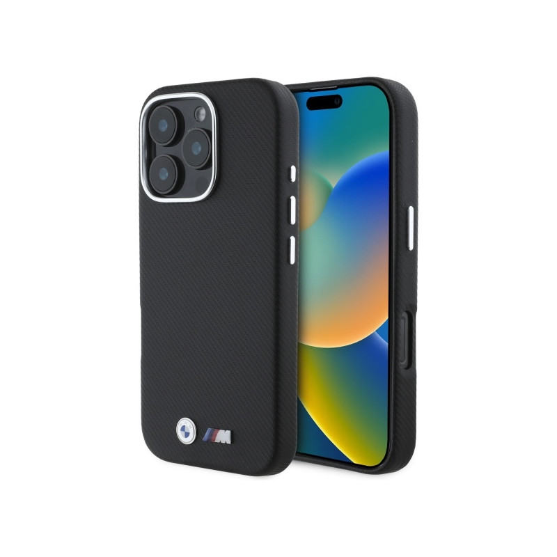 BMW M Edition Kevlar Wrapped Metal dėklas iPhone 16 Pro Max - juodas