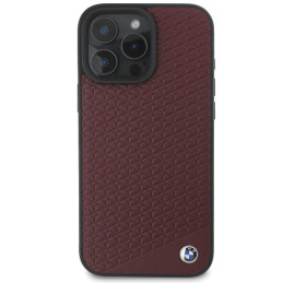 BMW Sign Leather Diamond Metal Logo MagSafe dėklas iPhone 16 Pro Max - raudonas