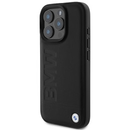 BMW Leather Hot Stamp MagSafe dėklas iPhone 16 Pro Max - juodas
