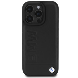 BMW Leather Hot Stamp MagSafe dėklas iPhone 16 Pro Max - juodas