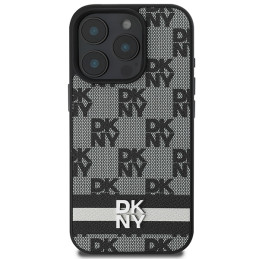 DKNY Checkered Pattern & Printed Stripes dėklas iPhone 16 Pro - juodas