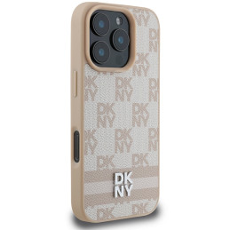 DKNY Checkered Pattern & Printed Stripes dėklas iPhone 16 Pro - rožinis