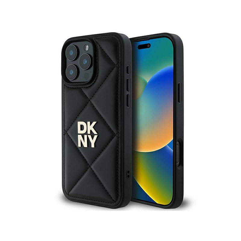 DKNY Quilted Stack Logo dėklas, skirtas iPhone 16 Pro - juodas