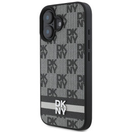 DKNY Checkered Pattern & Printed Stripes dėklas iPhone 16 - juodas