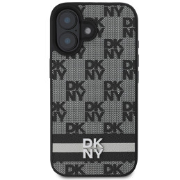 DKNY Checkered Pattern & Printed Stripes dėklas iPhone 16 - juodas