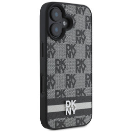 DKNY Checkered Pattern & Printed Stripes dėklas iPhone 16 - juodas