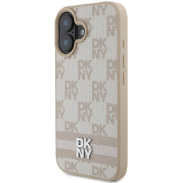 DKNY Checkered Pattern & Printed Stripes dėklas iPhone 16 - rožinis