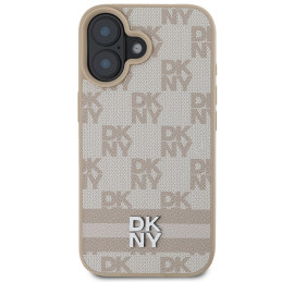 DKNY Checkered Pattern & Printed Stripes dėklas iPhone 16 - rožinis