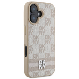 DKNY Checkered Pattern & Printed Stripes dėklas iPhone 16 - rožinis