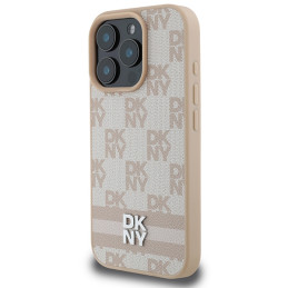 DKNY Checkered Pattern & Printed Stripes dėklas iPhone 16 Pro Max - rožinis