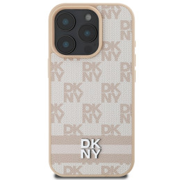 DKNY Checkered Pattern & Printed Stripes dėklas iPhone 16 Pro Max - rožinis