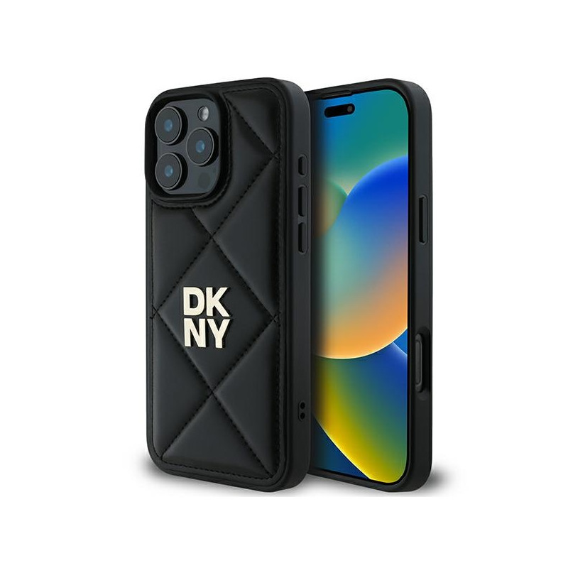 DKNY Quilted Stack Logo dėklas, skirtas iPhone 16 Pro Max - juodas