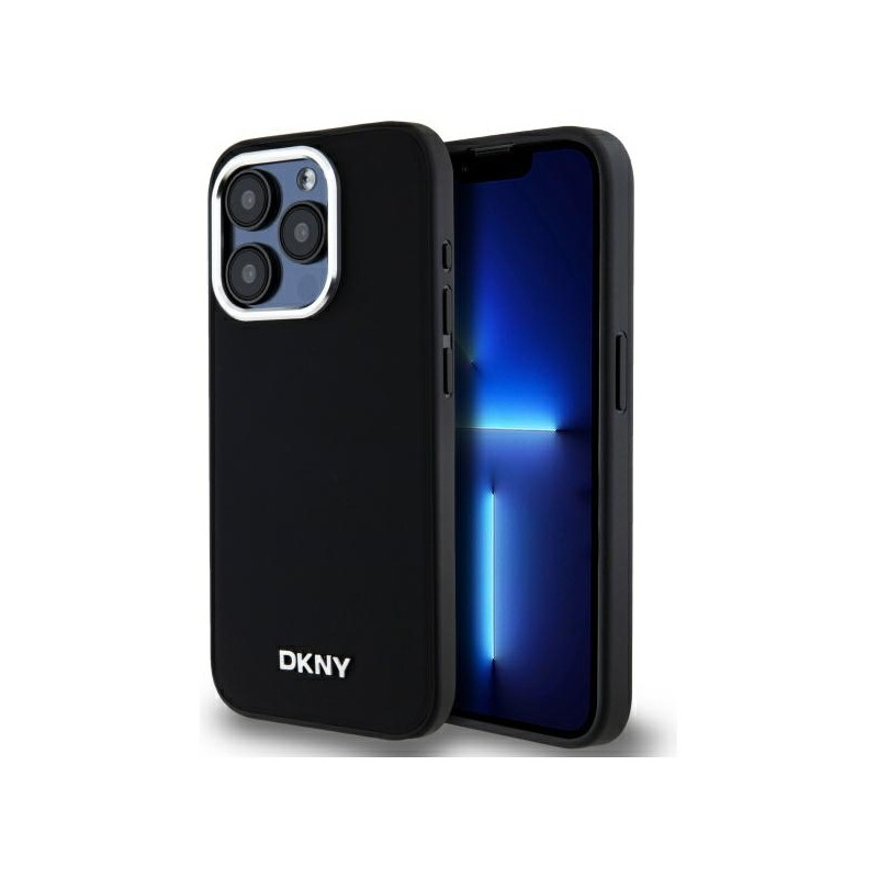 DKNY Plain Logo MagSafe dėklas iPhone 15 Pro - juodas