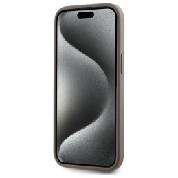 DKNY Leather Chequered Mono Pattern MagSafe dėklas iPhone 15 Plus - smėlio spalvos