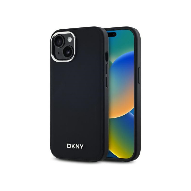 DKNY Plain Logo MagSafe dėklas iPhone 15 Plus - juodas
