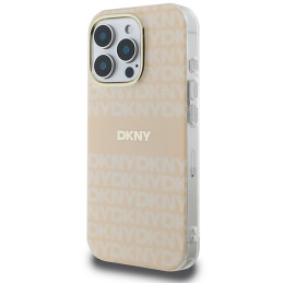 DKNY Repeat Texture Pattern & Stripe MagSafe dėklas, skirtas iPhone 16 Pro – rožinis