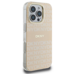 DKNY Repeat Texture Pattern & Stripe MagSafe dėklas, skirtas iPhone 16 Pro – rožinis