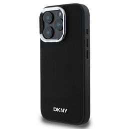 DKNY Plain Silver Logo MagSafe dėklas iPhone 16 Pro - juodas